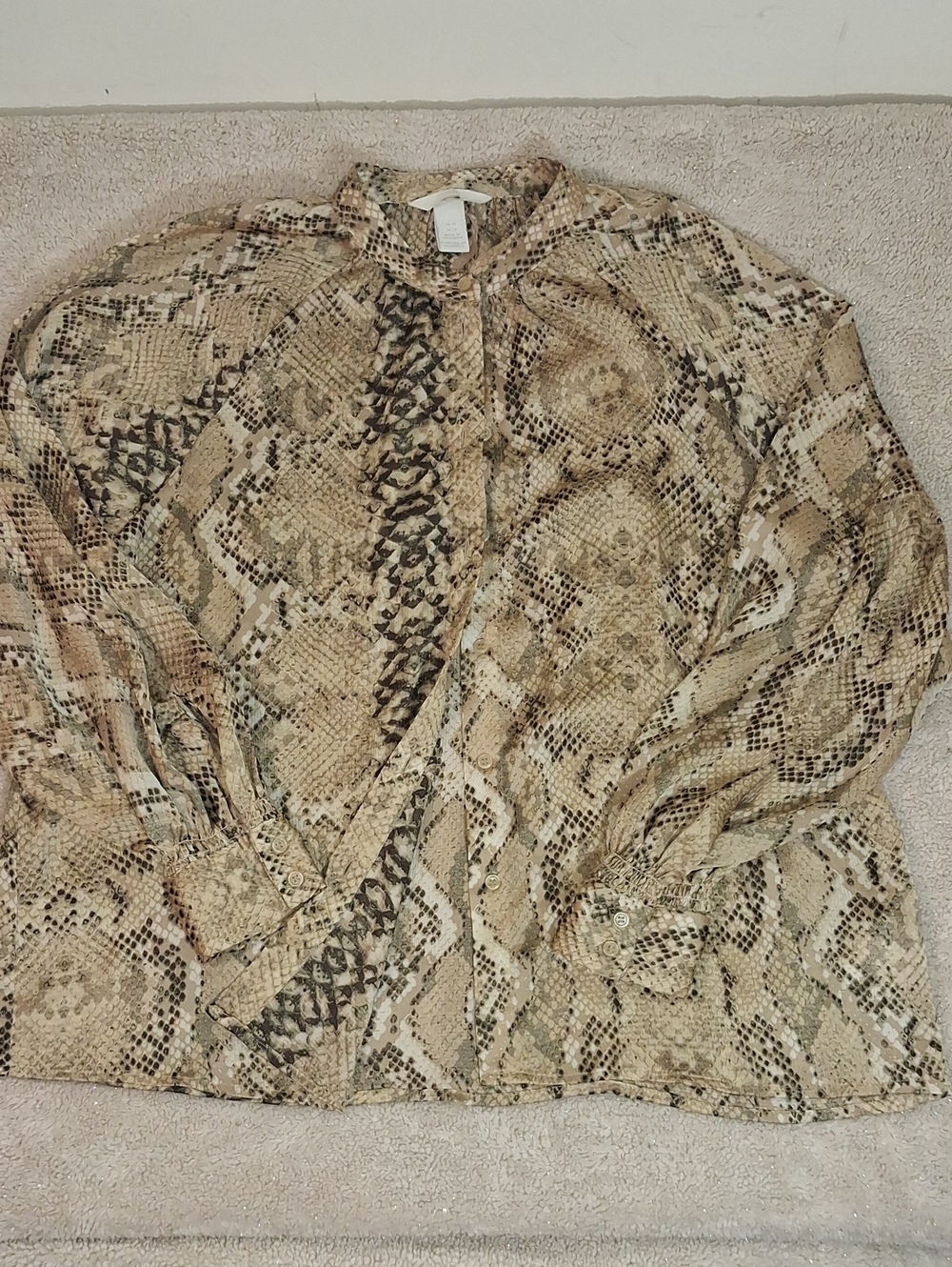 H&M Beige Snake-Print Women Blouse.